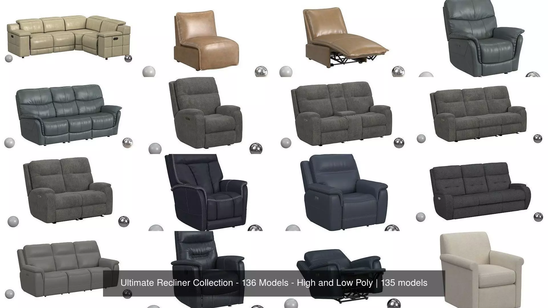 Ultimate Recliner Collection - 136 Models - High and Low Poly _0