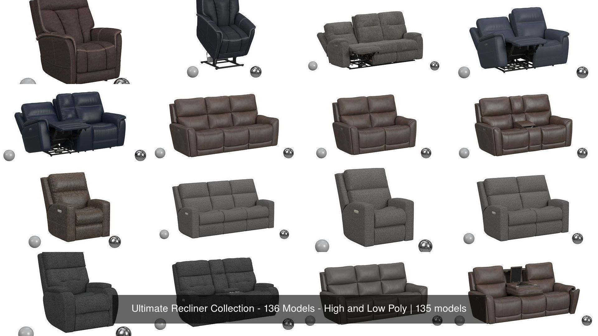 Ultimate Recliner Collection - 136 Models - High and Low Poly _2