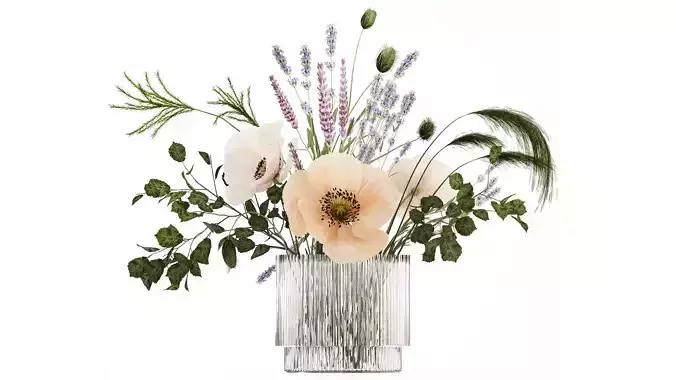 Beautiful bouquet of wild flowers Lavender poppy 480