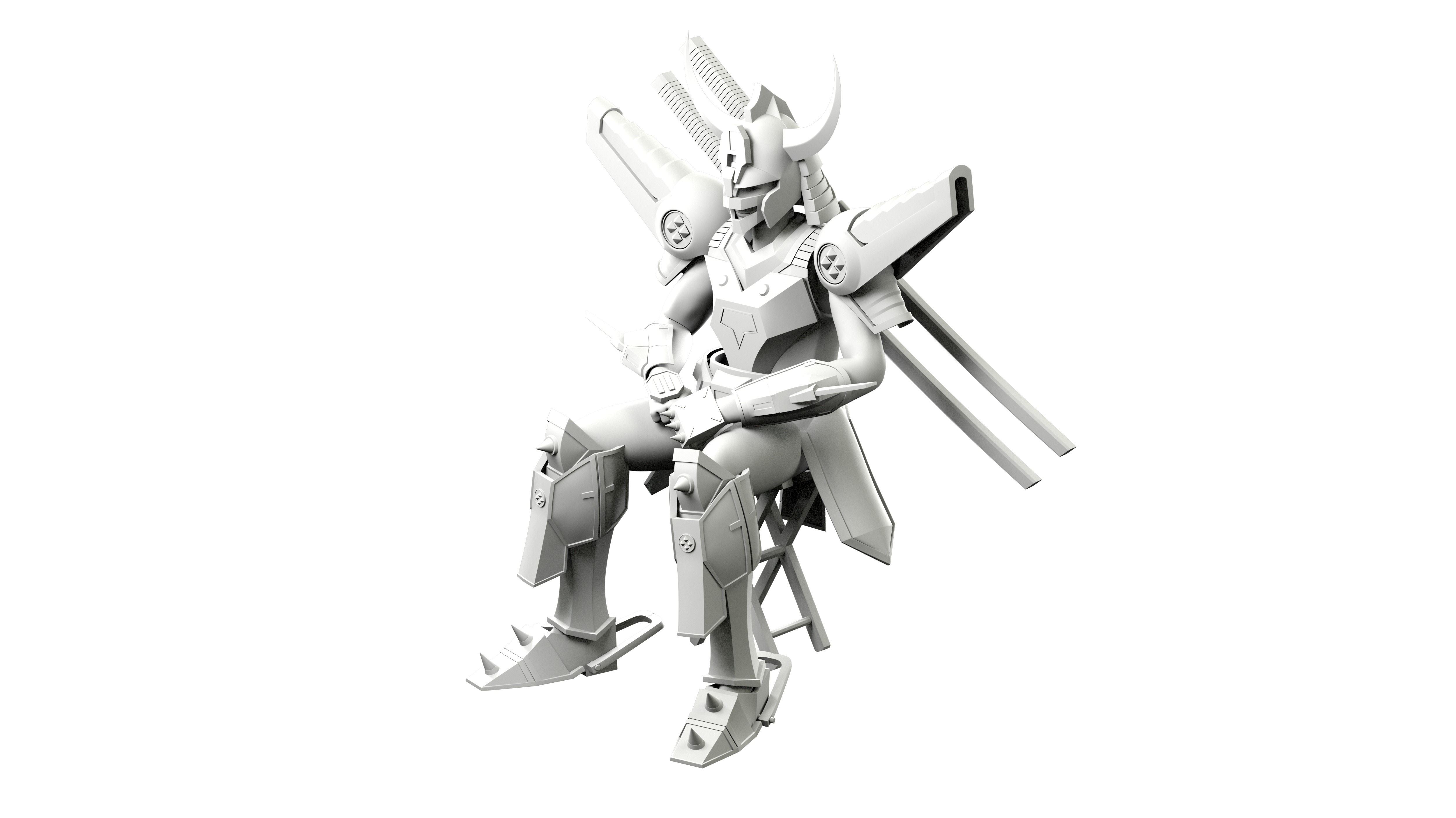 Magic Knight Rayearth Mecha Warriors Anime Character Blaze 3D model_35
