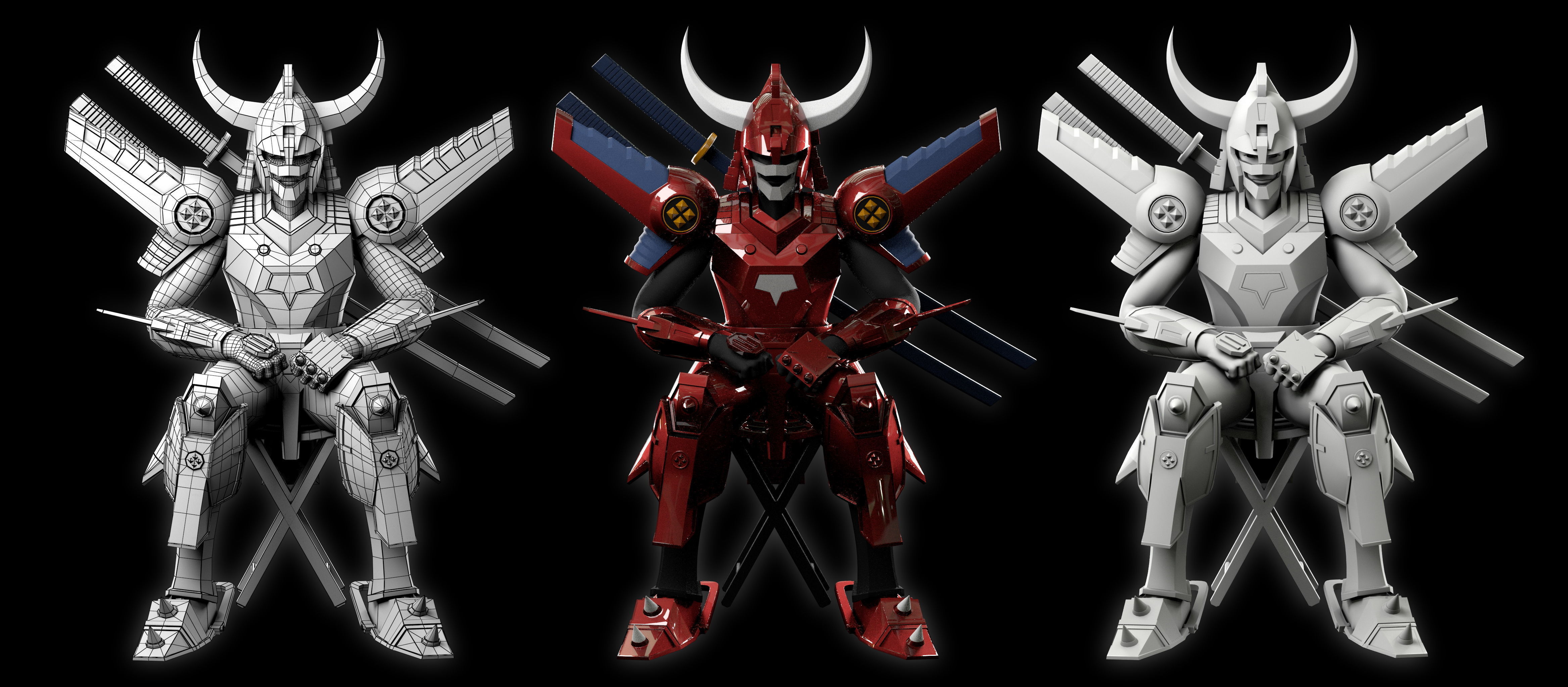 Magic Knight Rayearth Mecha Warriors Anime Character Blaze 3D model_1