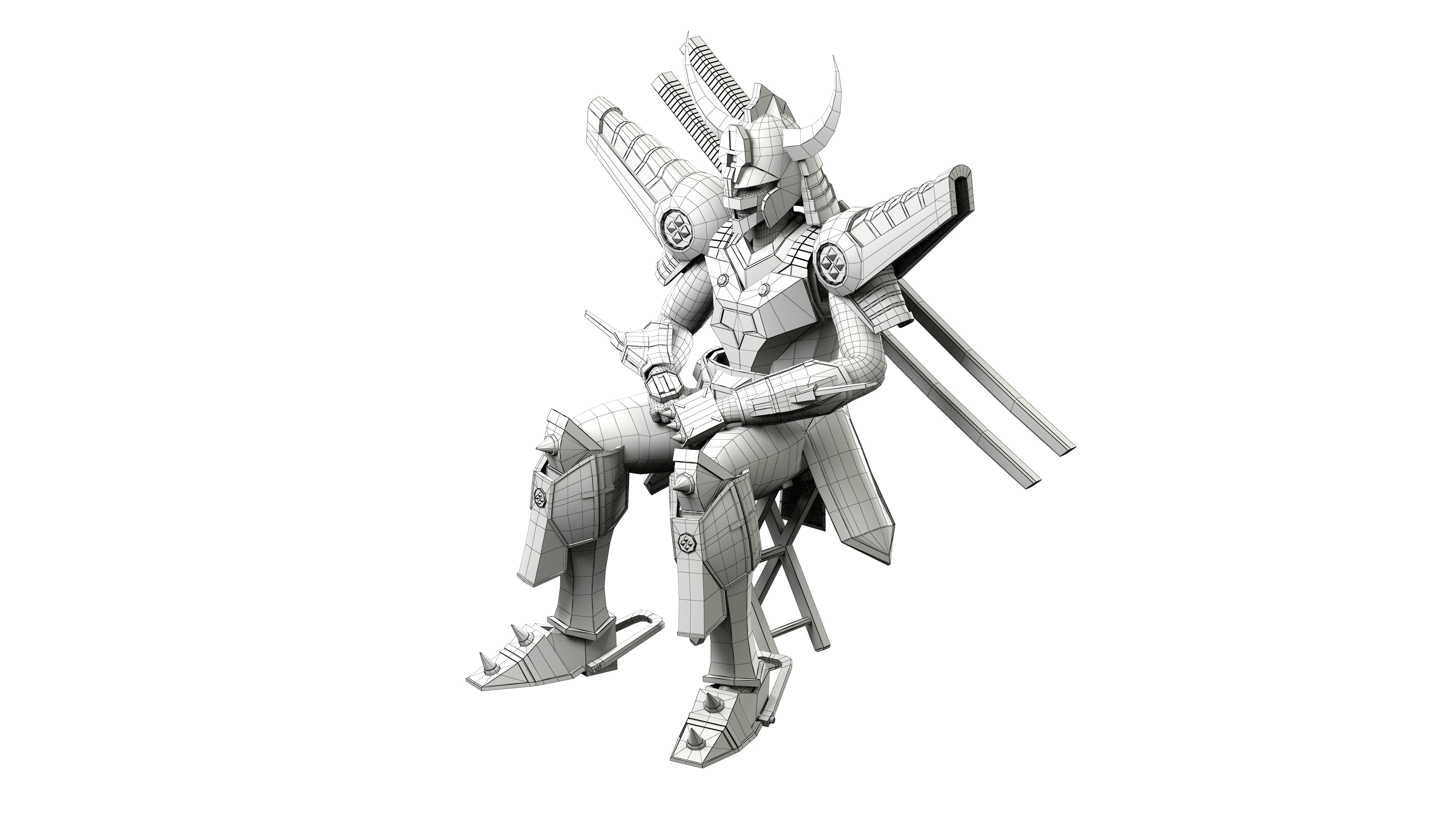 Magic Knight Rayearth Mecha Warriors Anime Character Blaze 3D model_23