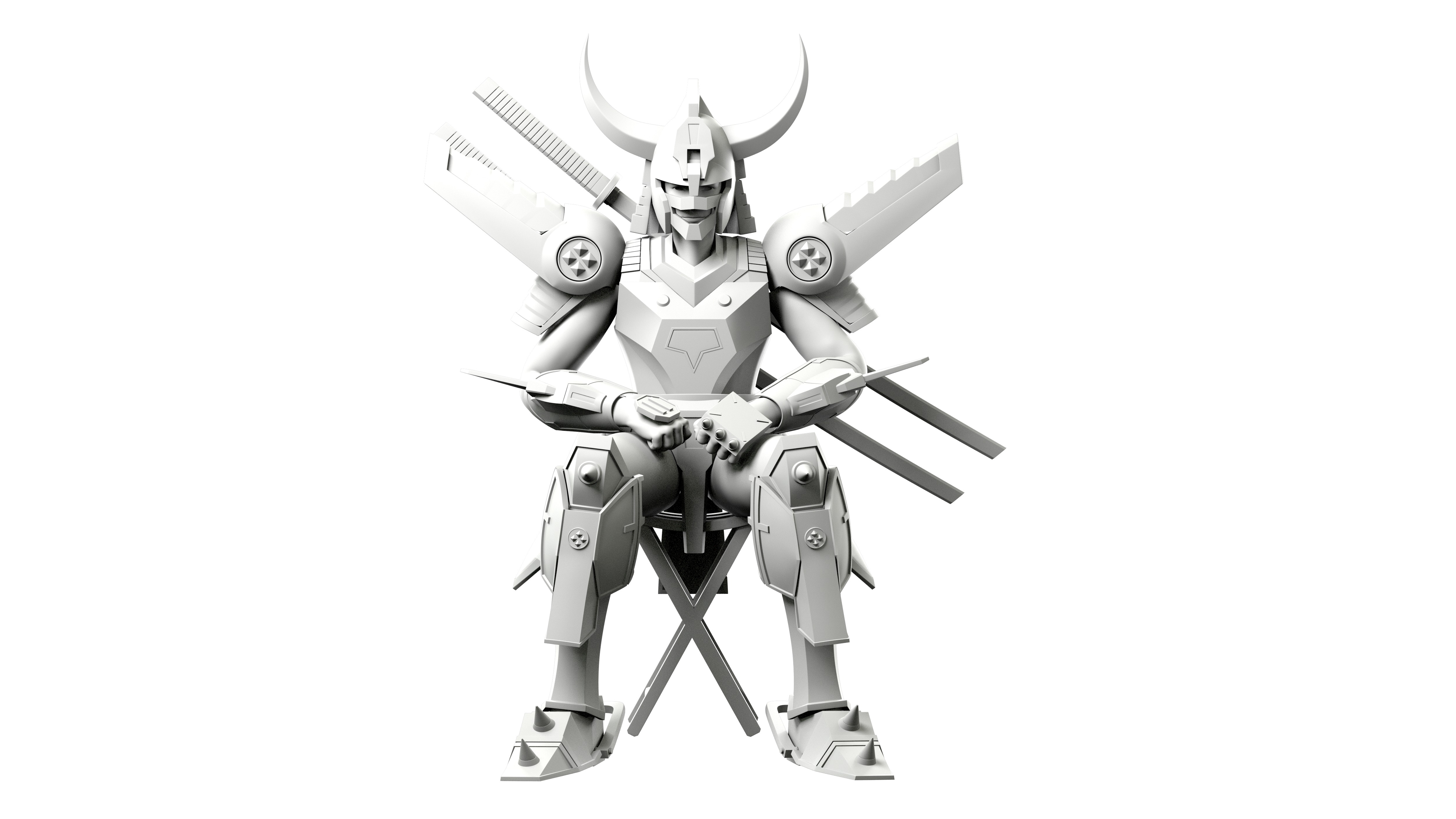Magic Knight Rayearth Mecha Warriors Anime Character Blaze 3D model_33