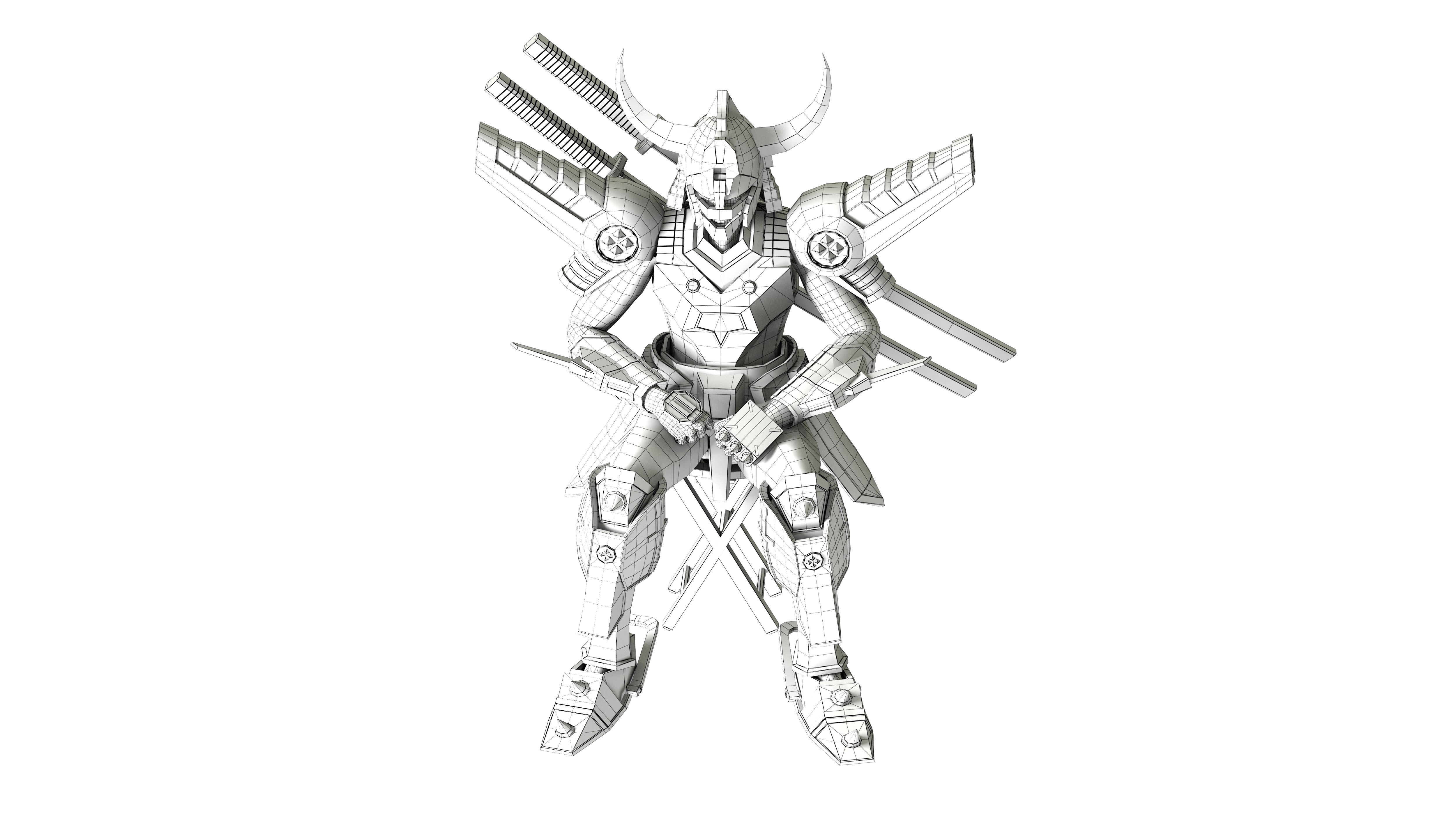 Magic Knight Rayearth Mecha Warriors Anime Character Blaze 3D model_16