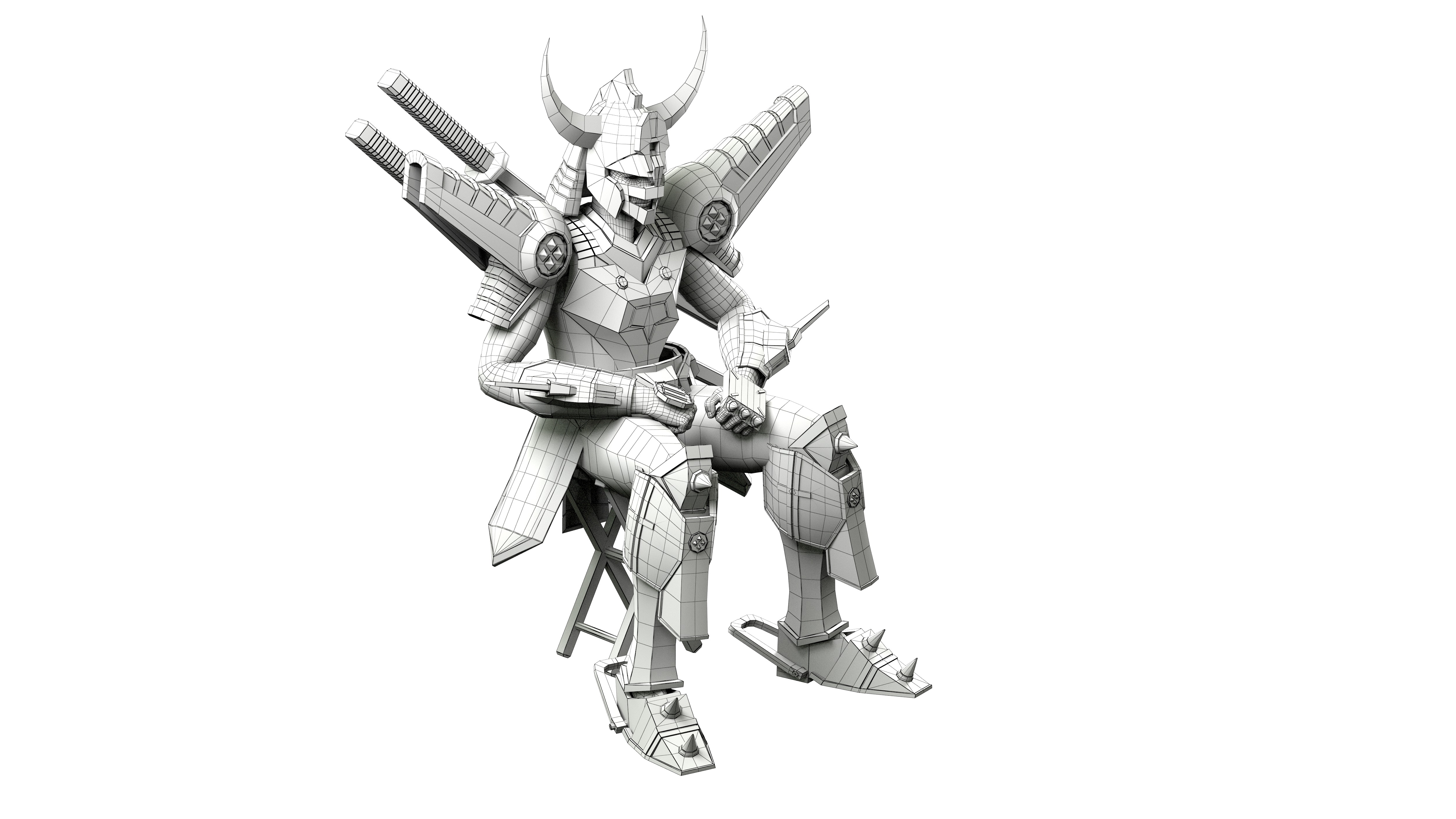 Magic Knight Rayearth Mecha Warriors Anime Character Blaze 3D model_21