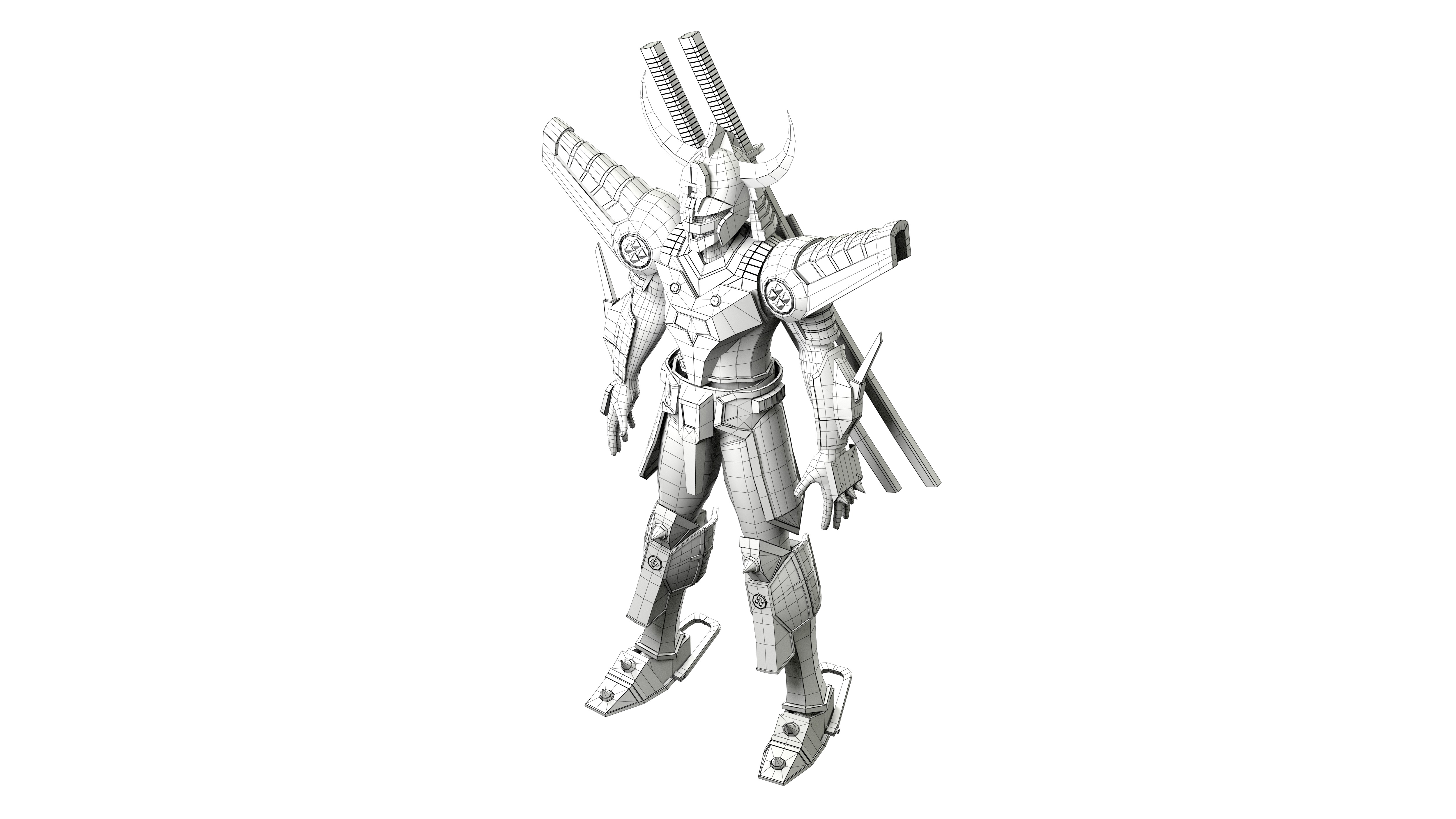 Magic Knight Rayearth Mecha Warriors Anime Character Blaze 3D model_20