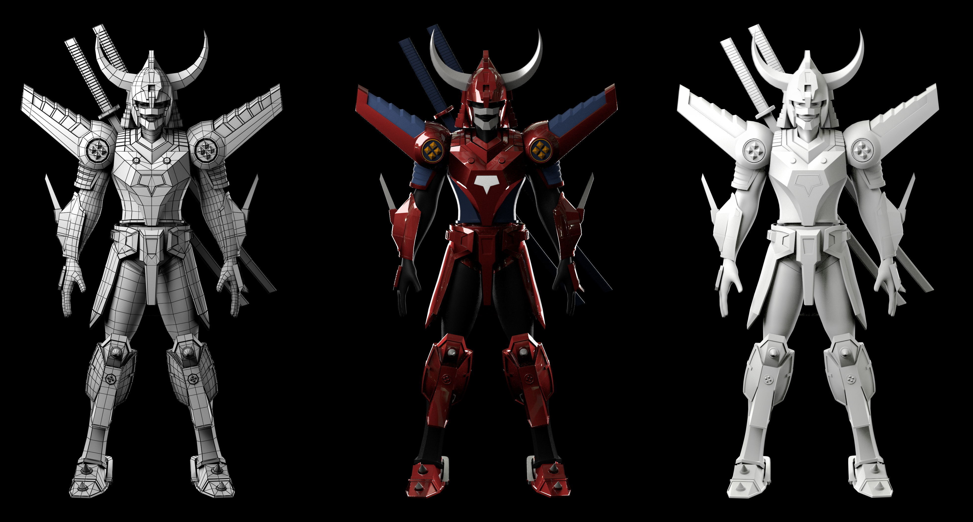 Magic Knight Rayearth Mecha Warriors Anime Character Blaze 3D model_6