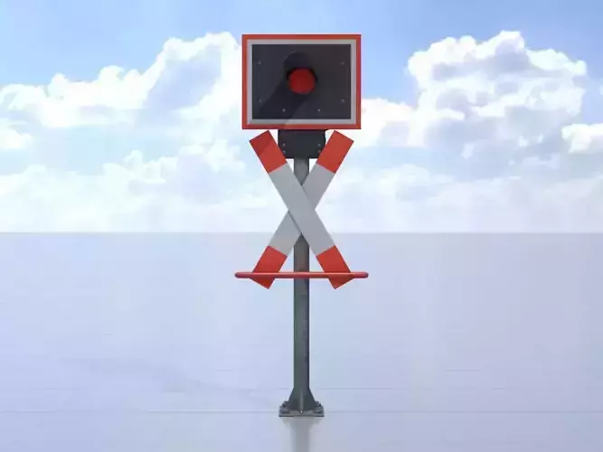 Railroad Crossing Traffic Light Low-poly 3D model