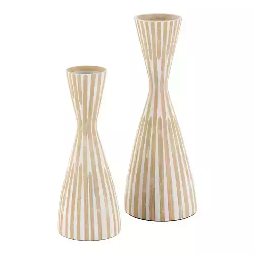 Natural Bamboo Capiz Vase Set