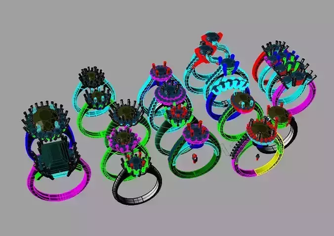 Combo 21 Ring 3D Model Collection  SET01