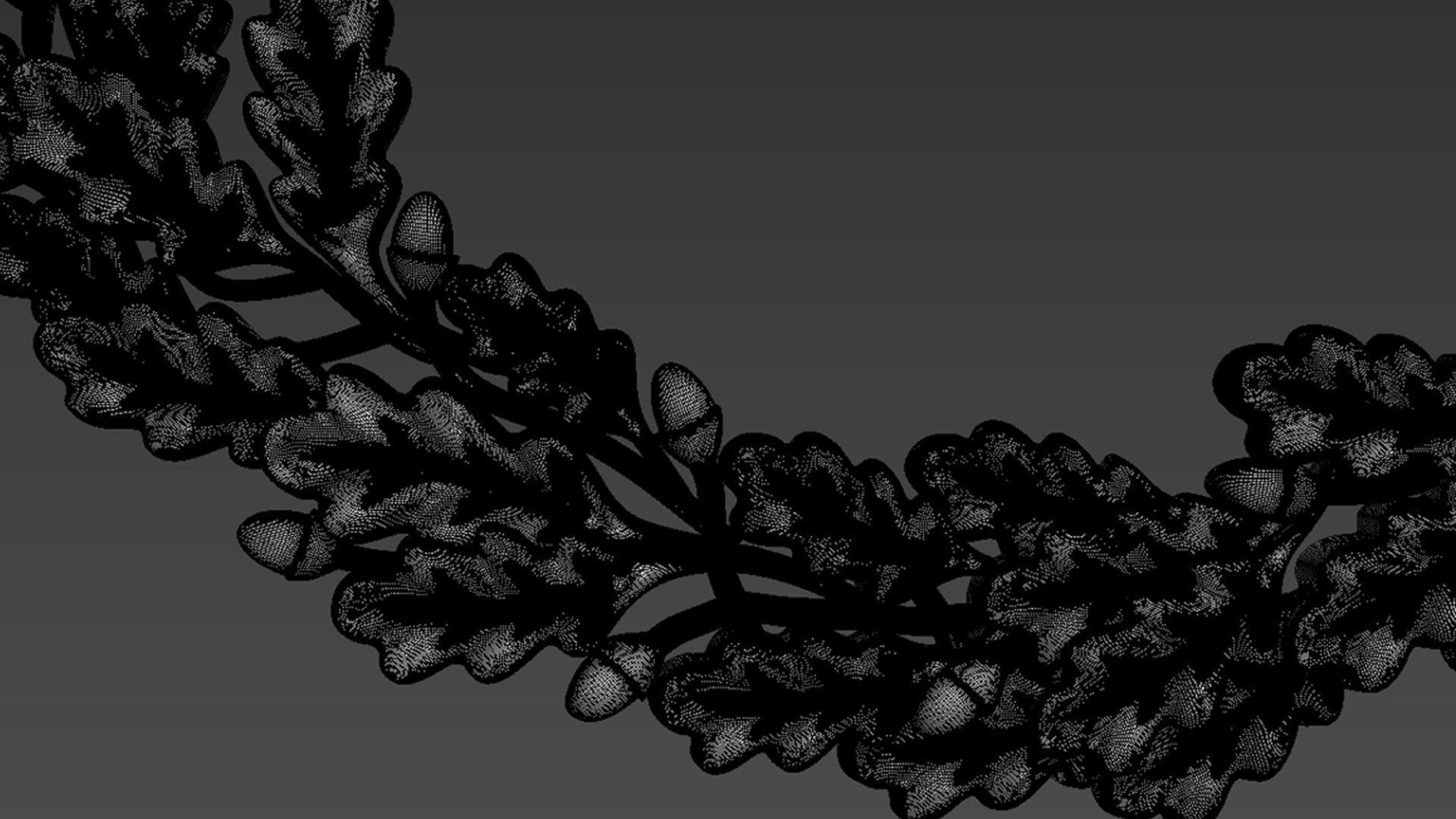 Oak branch relief 3D model_10