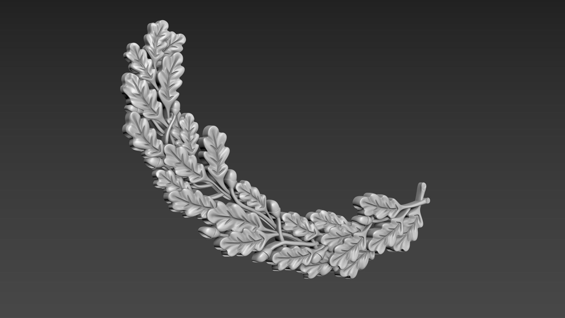 Oak branch relief 3D model_1