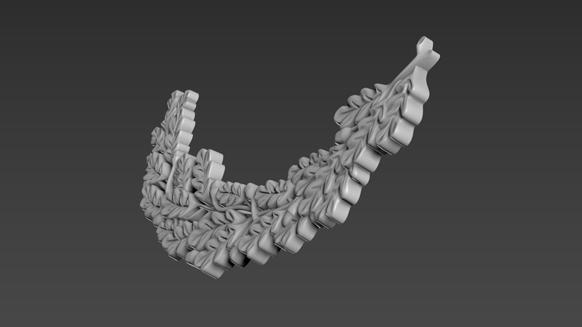 Oak branch relief 3D model_6
