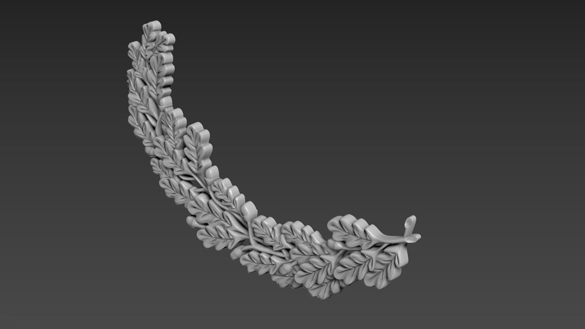 Oak branch relief 3D model_5