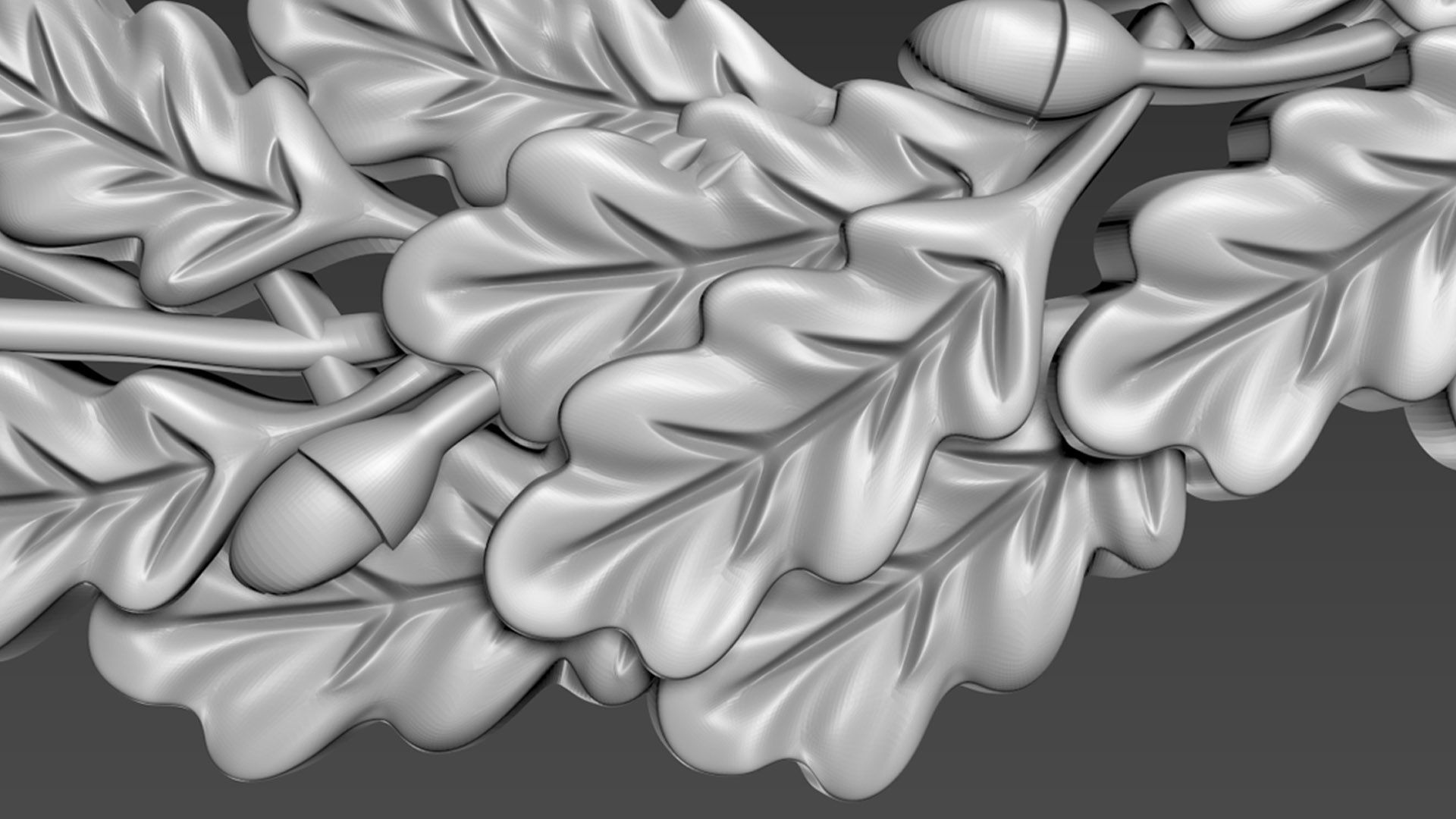 Oak branch relief 3D model_8