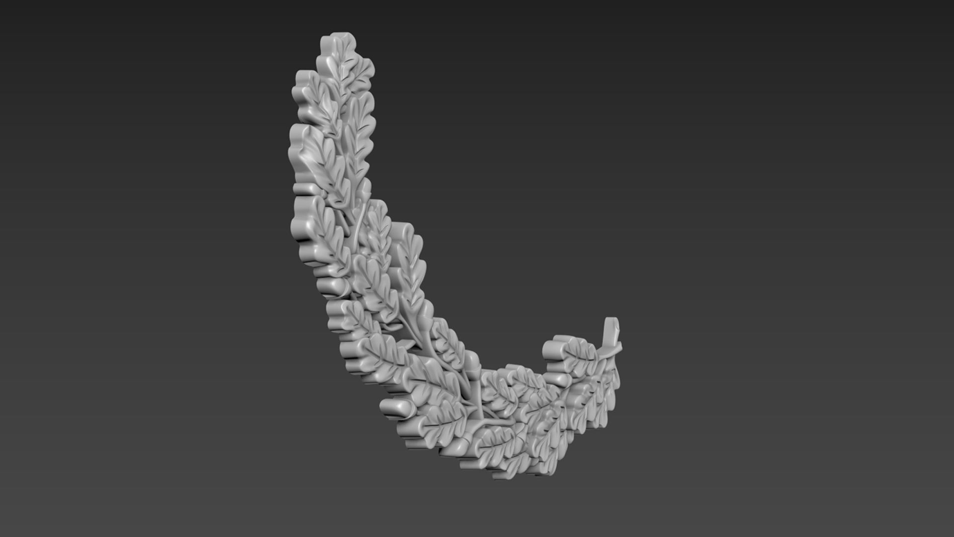 Oak branch relief 3D model_2