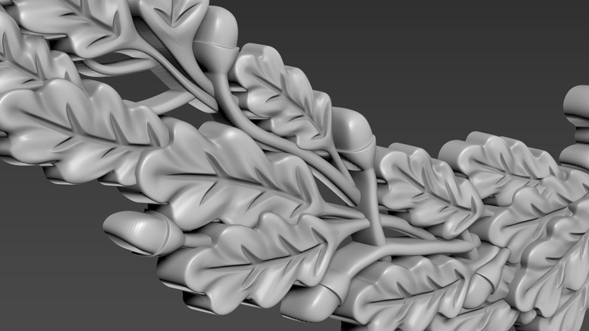 Oak branch relief 3D model_9