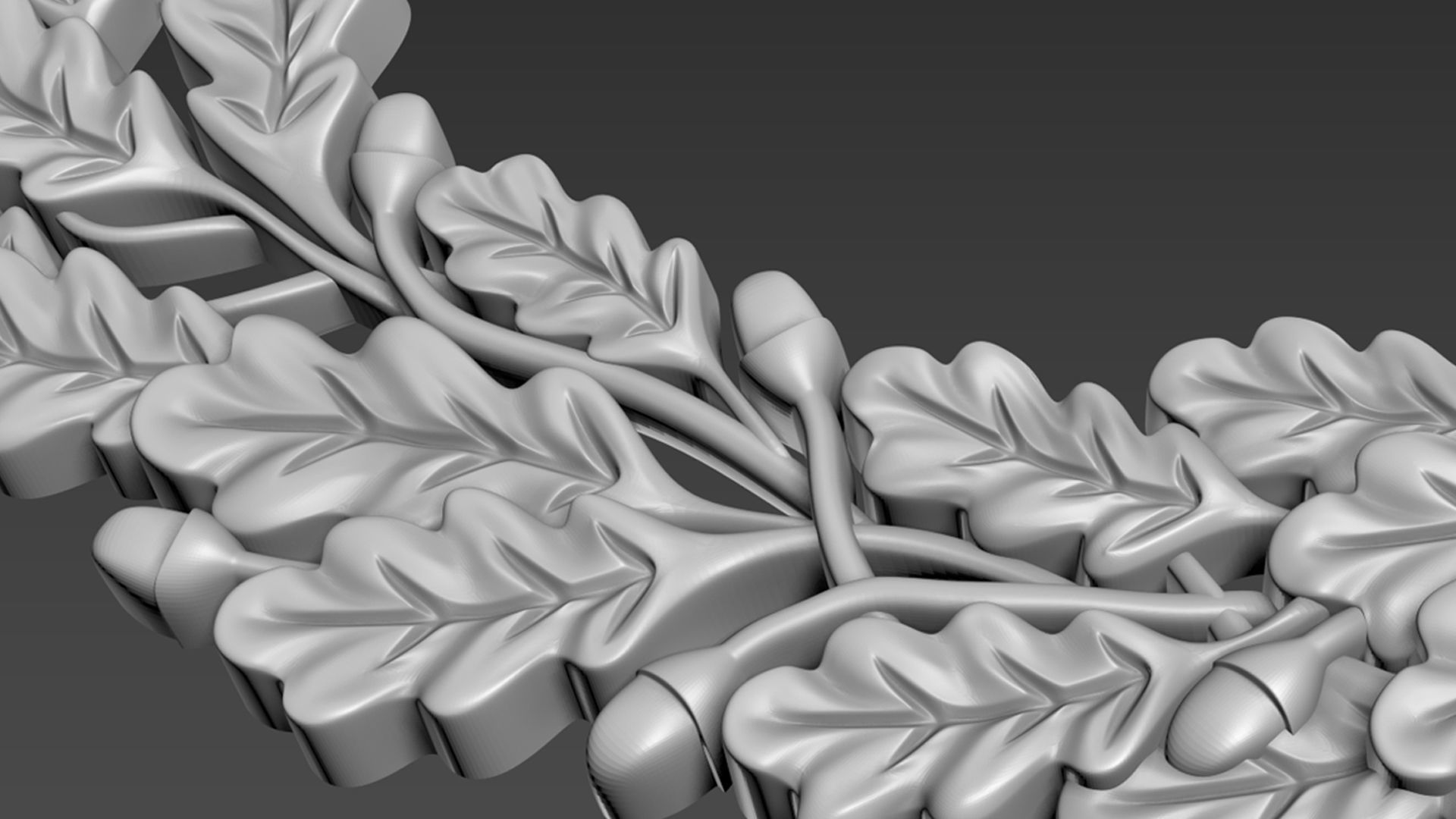 Oak branch relief 3D model_7