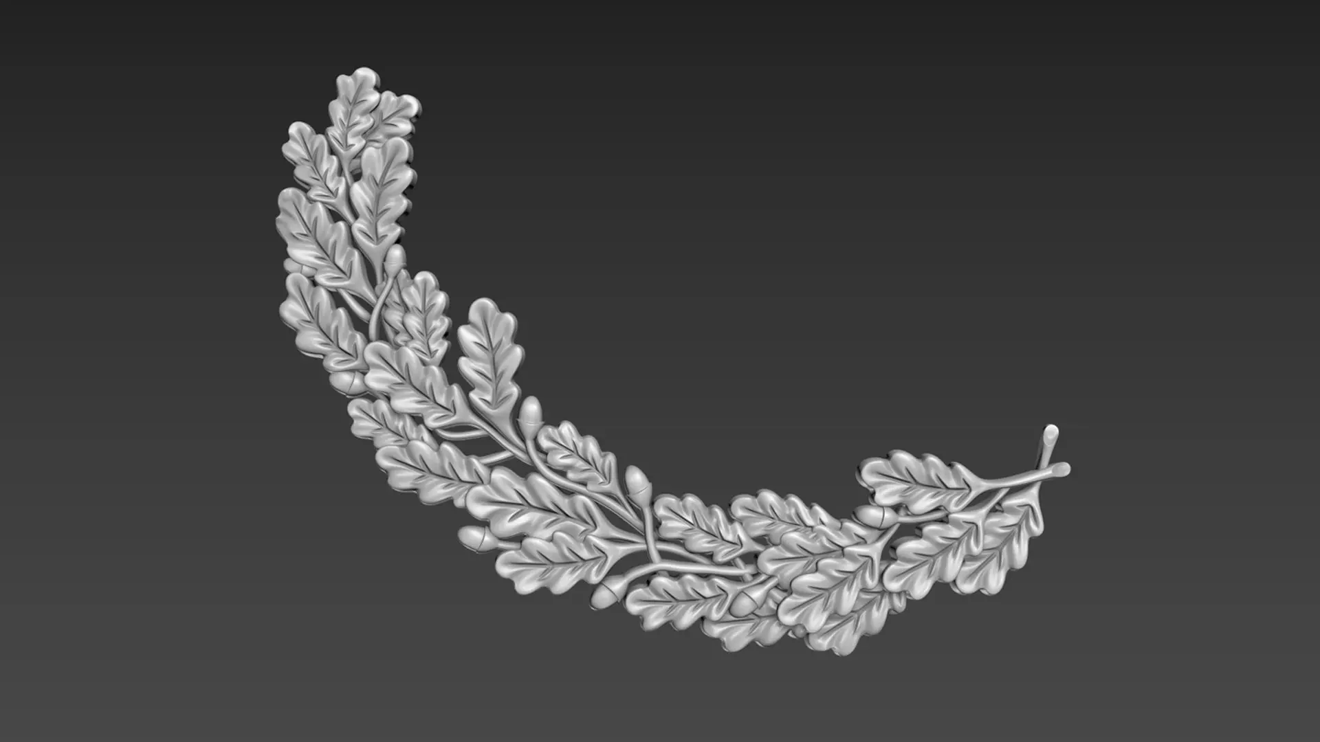 Oak branch relief 3D model_0