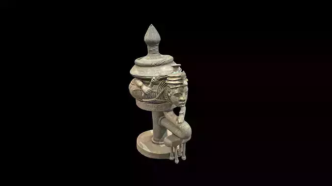 Bowl Depicting a Recumbent Scepter-Holding Queen Low-poly 3D model