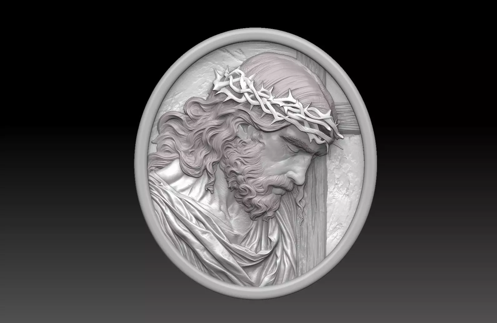 Jesus Christ  bas relief Medallion  3D print model_0