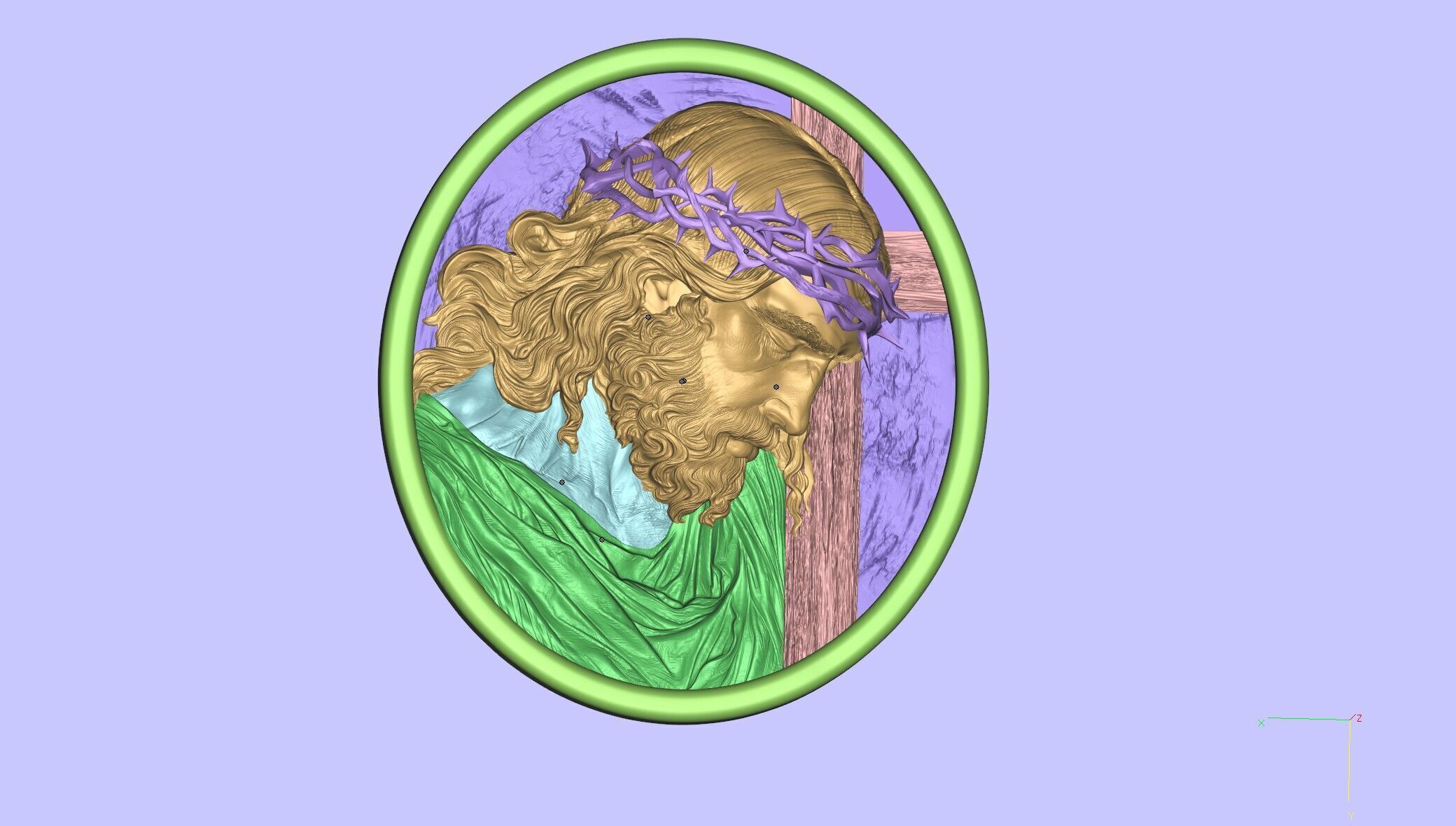 Jesus Christ  bas relief Medallion  3D print model_4