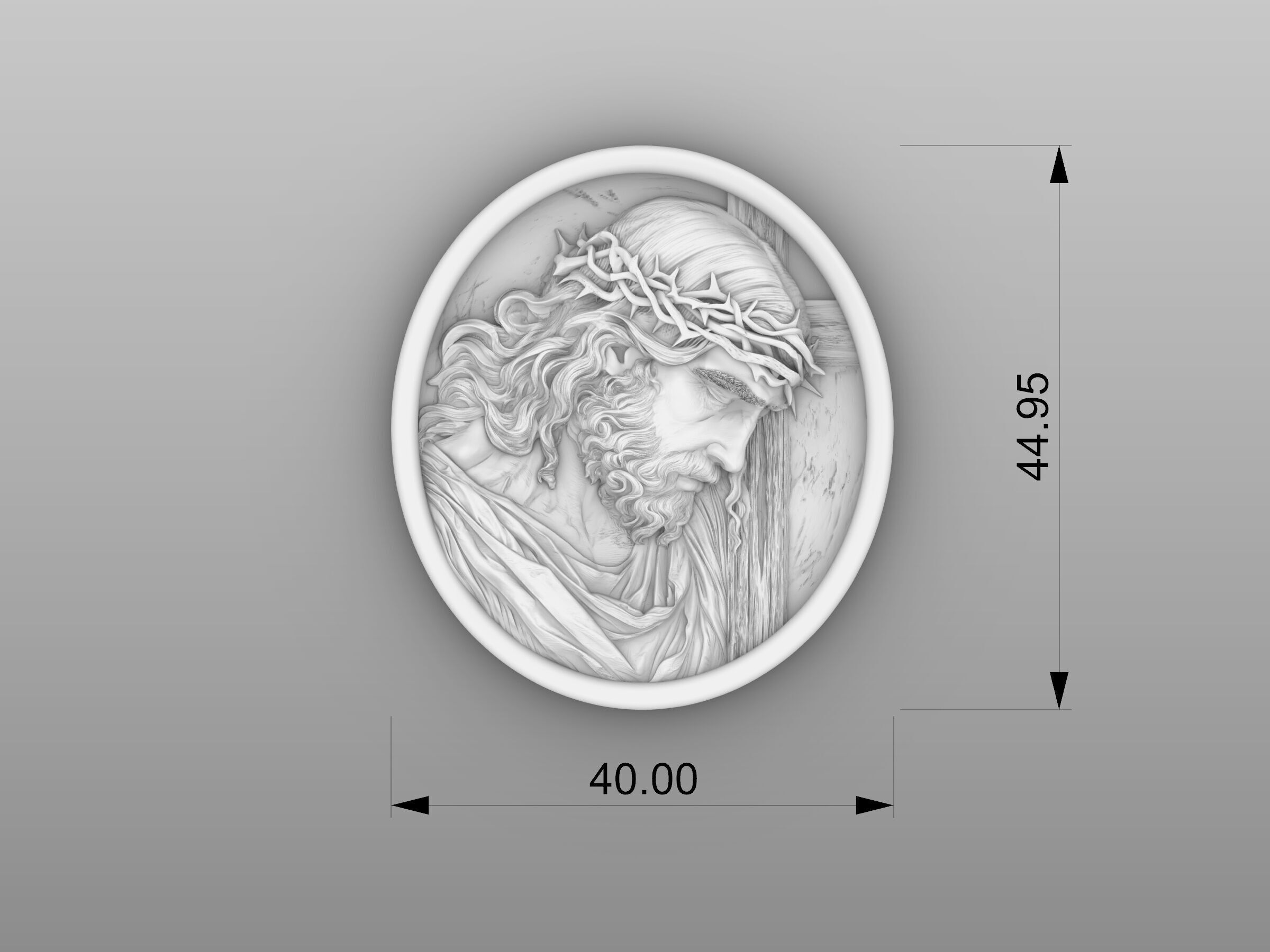 Jesus Christ  bas relief Medallion  3D print model_2