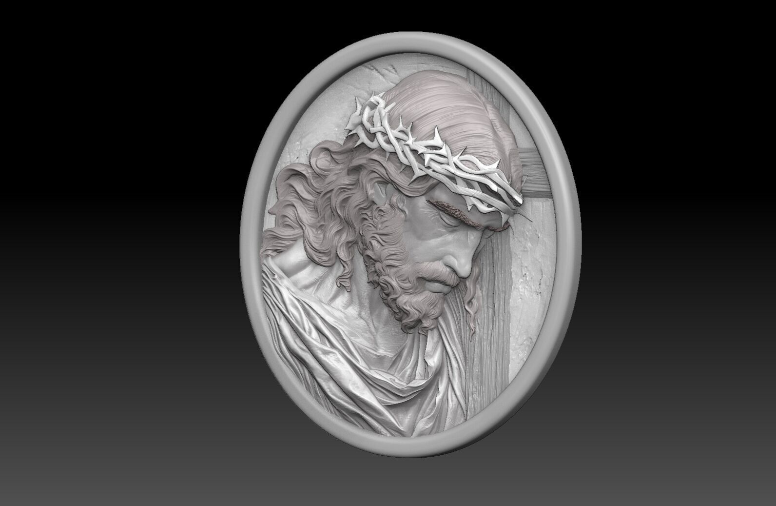 Jesus Christ  bas relief Medallion  3D print model_3