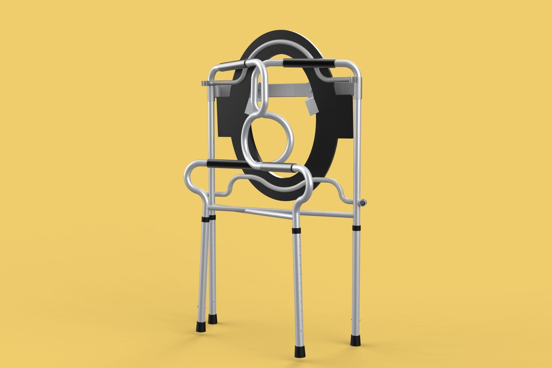 MULTIPURPOSE TOILET SEAT FOLDABLE COMMODE CHAIR WALKER RAISED 3D model_11