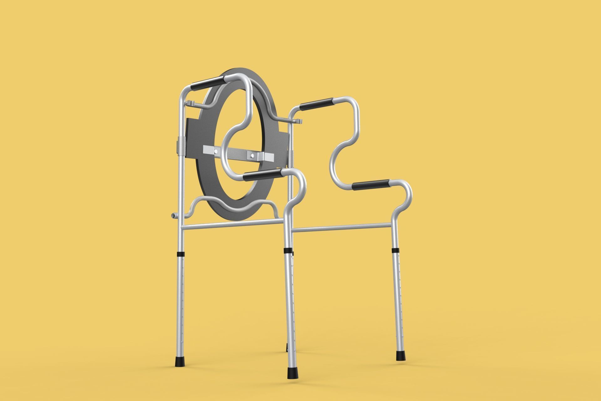 MULTIPURPOSE TOILET SEAT FOLDABLE COMMODE CHAIR WALKER RAISED 3D model_10