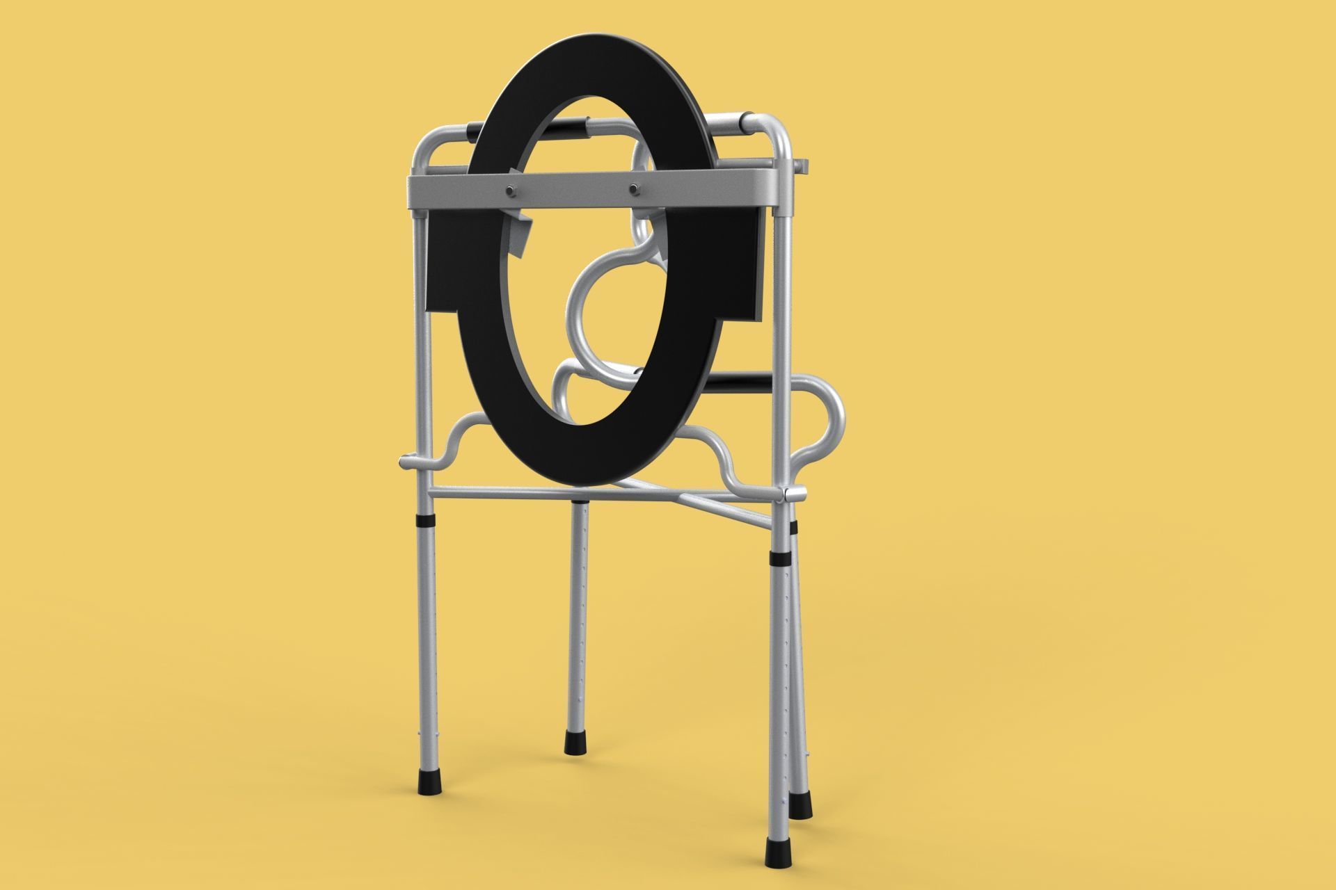 MULTIPURPOSE TOILET SEAT FOLDABLE COMMODE CHAIR WALKER RAISED 3D model_12