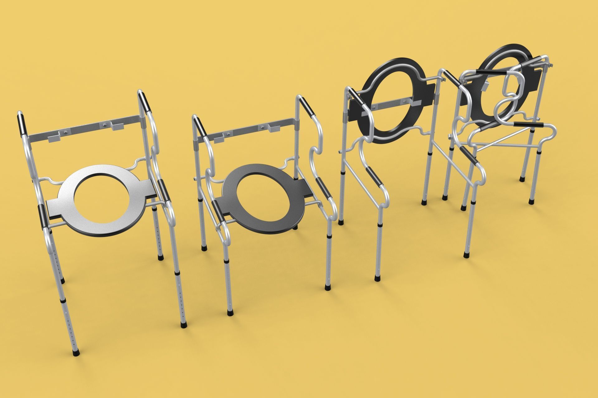 MULTIPURPOSE TOILET SEAT FOLDABLE COMMODE CHAIR WALKER RAISED 3D model_21