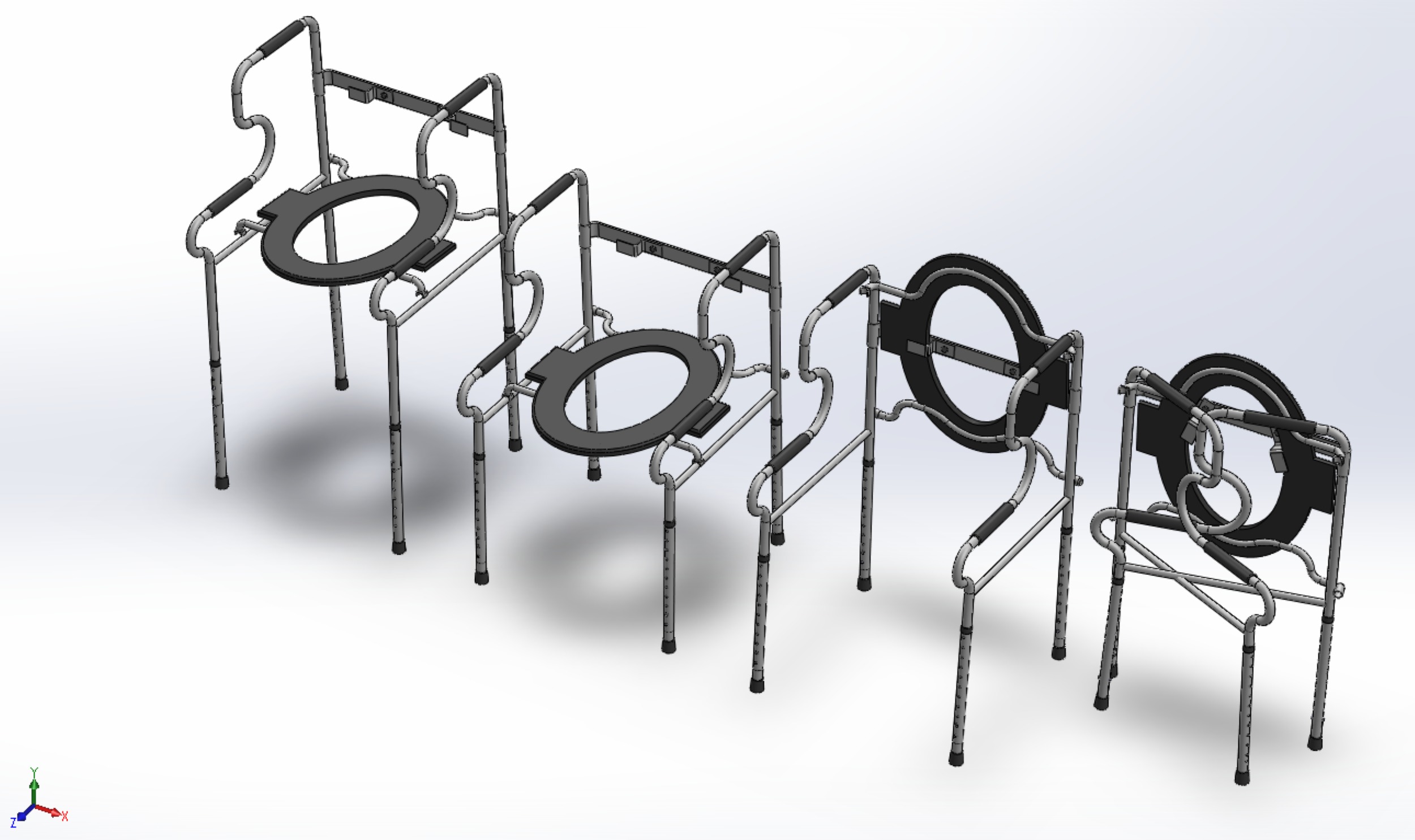 MULTIPURPOSE TOILET SEAT FOLDABLE COMMODE CHAIR WALKER RAISED 3D model_25