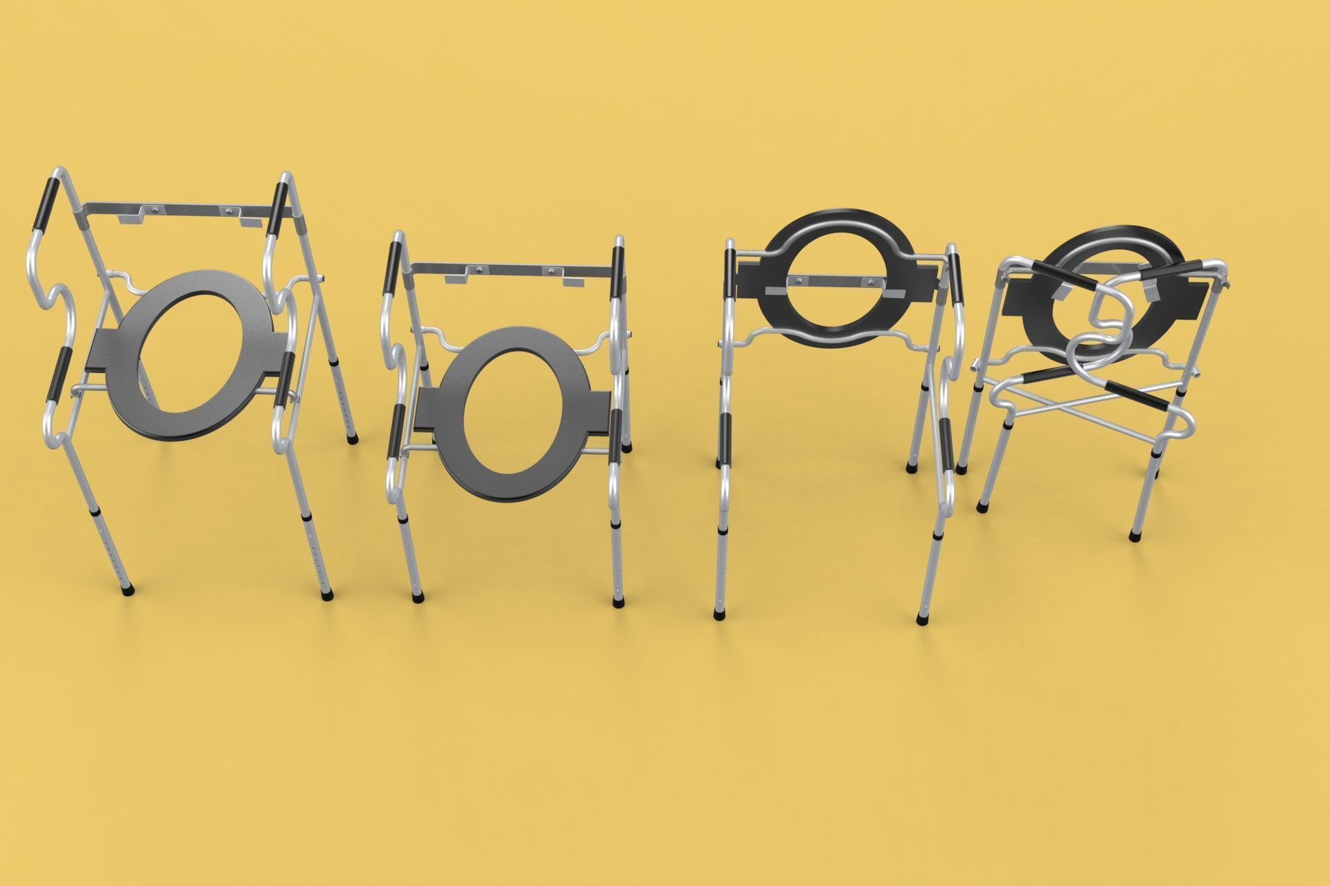 MULTIPURPOSE TOILET SEAT FOLDABLE COMMODE CHAIR WALKER RAISED 3D model_2