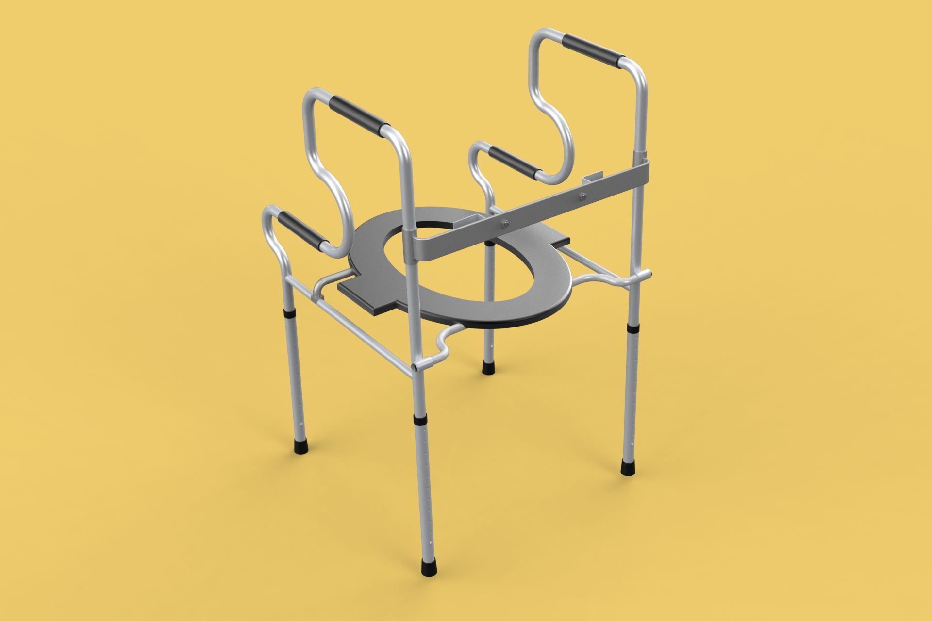 MULTIPURPOSE TOILET SEAT FOLDABLE COMMODE CHAIR WALKER RAISED 3D model_4