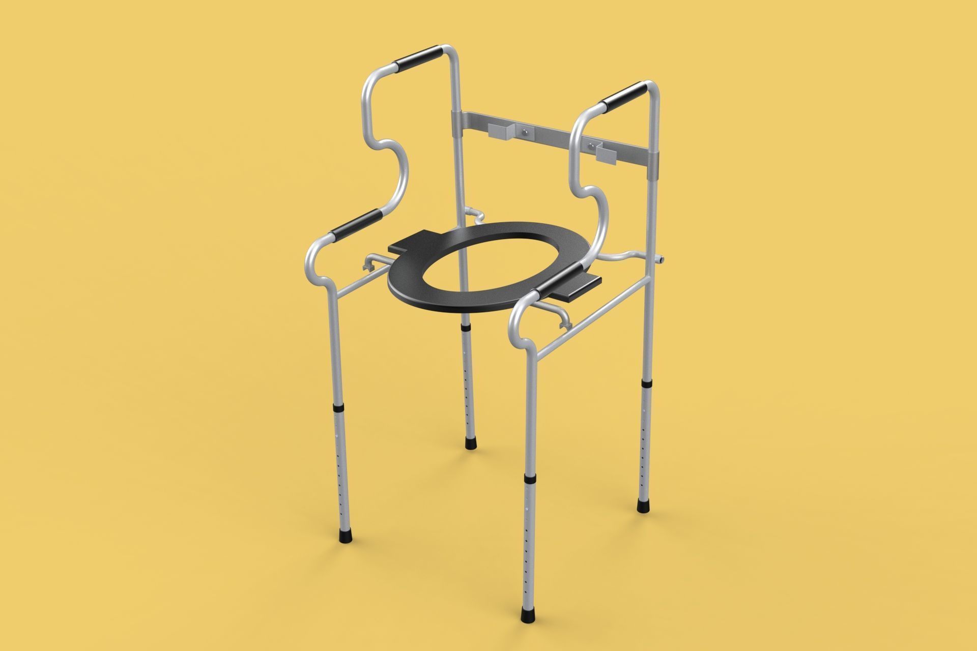 MULTIPURPOSE TOILET SEAT FOLDABLE COMMODE CHAIR WALKER RAISED 3D model_16