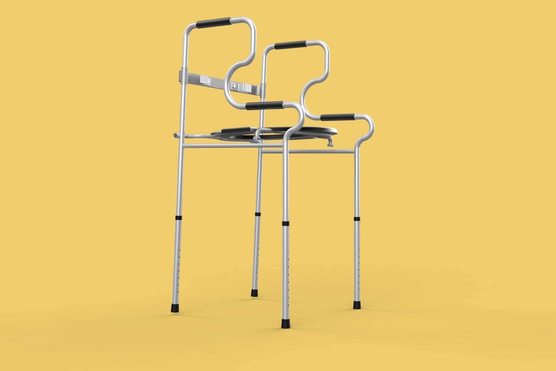 MULTIPURPOSE TOILET SEAT FOLDABLE COMMODE CHAIR WALKER RAISED 3D model_19