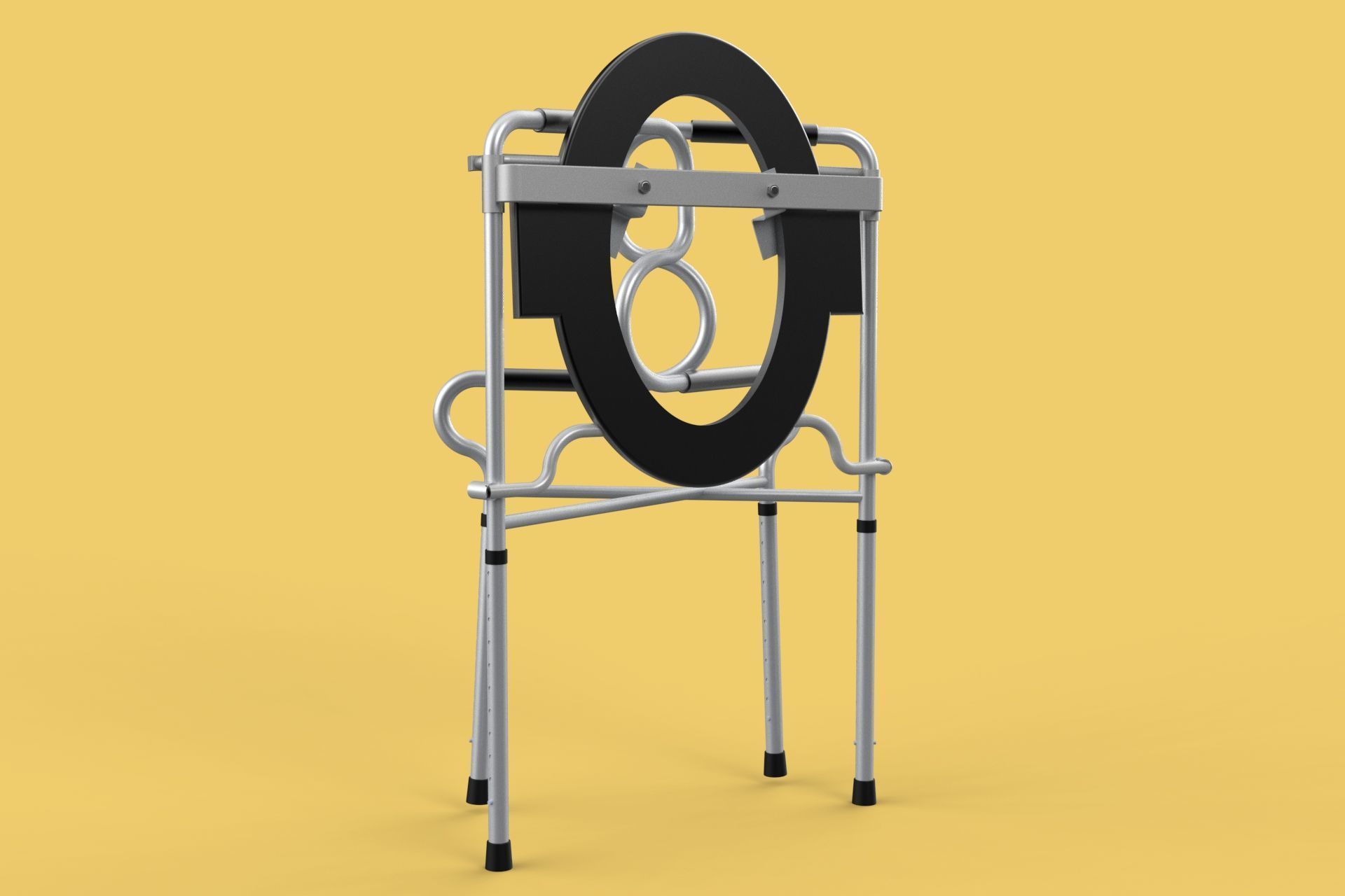 MULTIPURPOSE TOILET SEAT FOLDABLE COMMODE CHAIR WALKER RAISED 3D model_13