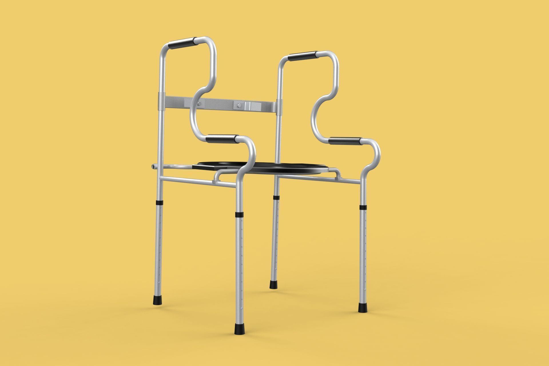 MULTIPURPOSE TOILET SEAT FOLDABLE COMMODE CHAIR WALKER RAISED 3D model_6