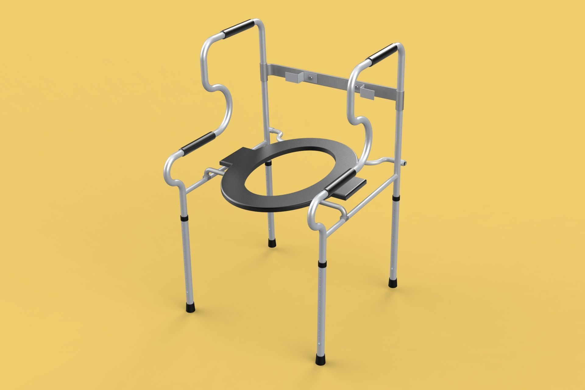 MULTIPURPOSE TOILET SEAT FOLDABLE COMMODE CHAIR WALKER RAISED 3D model_23