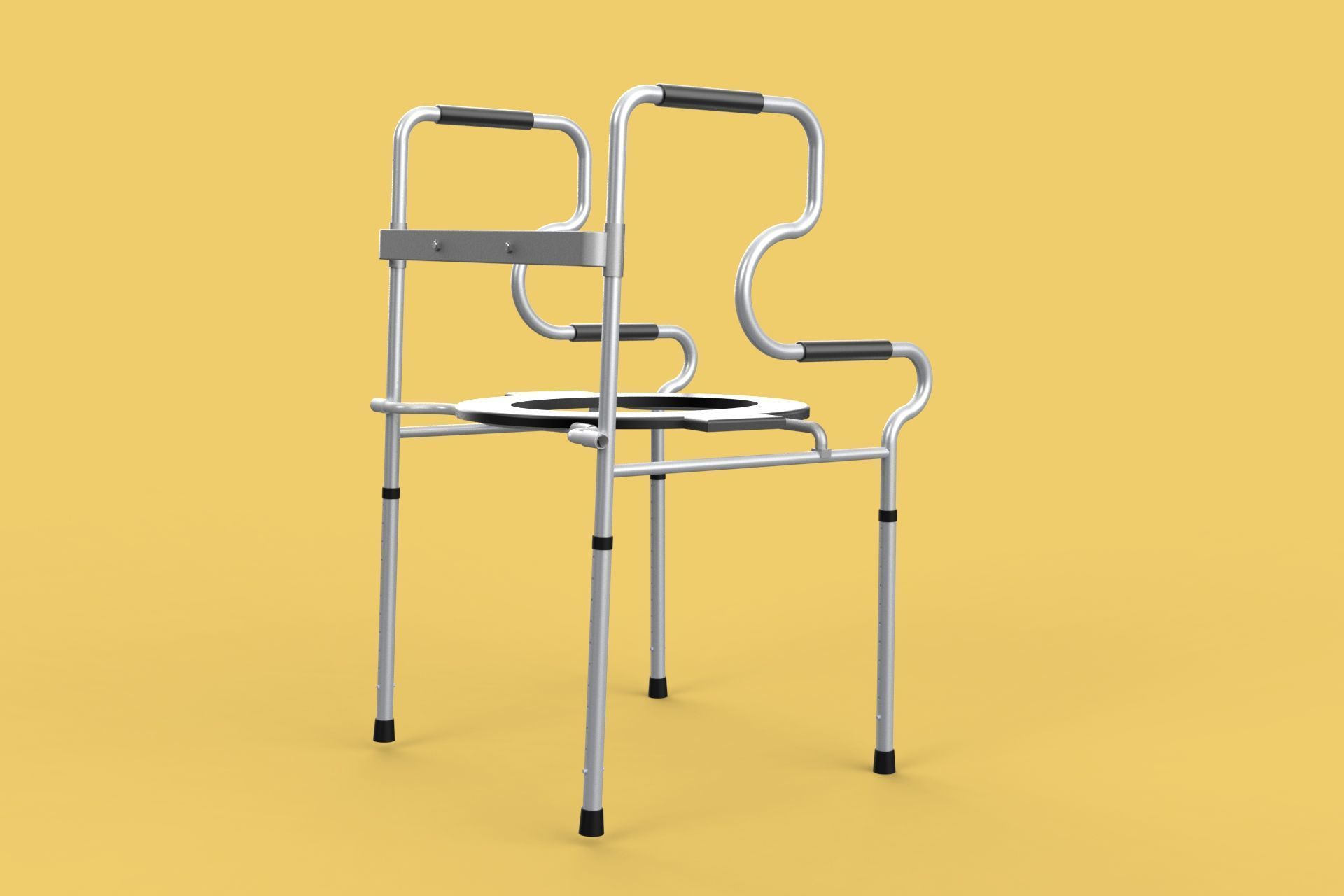 MULTIPURPOSE TOILET SEAT FOLDABLE COMMODE CHAIR WALKER RAISED 3D model_5