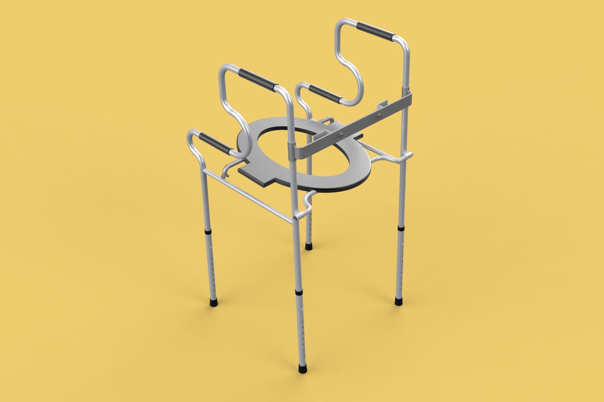 MULTIPURPOSE TOILET SEAT FOLDABLE COMMODE CHAIR WALKER RAISED 3D model_17