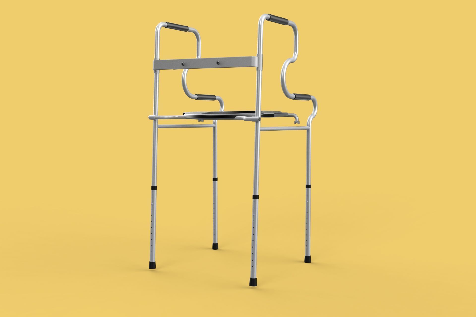 MULTIPURPOSE TOILET SEAT FOLDABLE COMMODE CHAIR WALKER RAISED 3D model_18