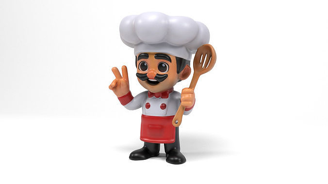 Figure chef Low-poly 3D model 3