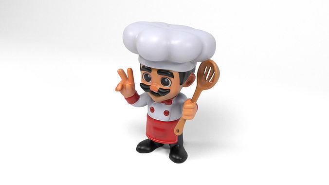 Figure chef Low-poly 3D model 5