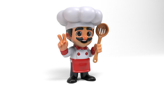 Figure chef Low-poly 3D model 2