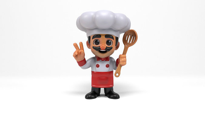 Figure chef Low-poly 3D model 4