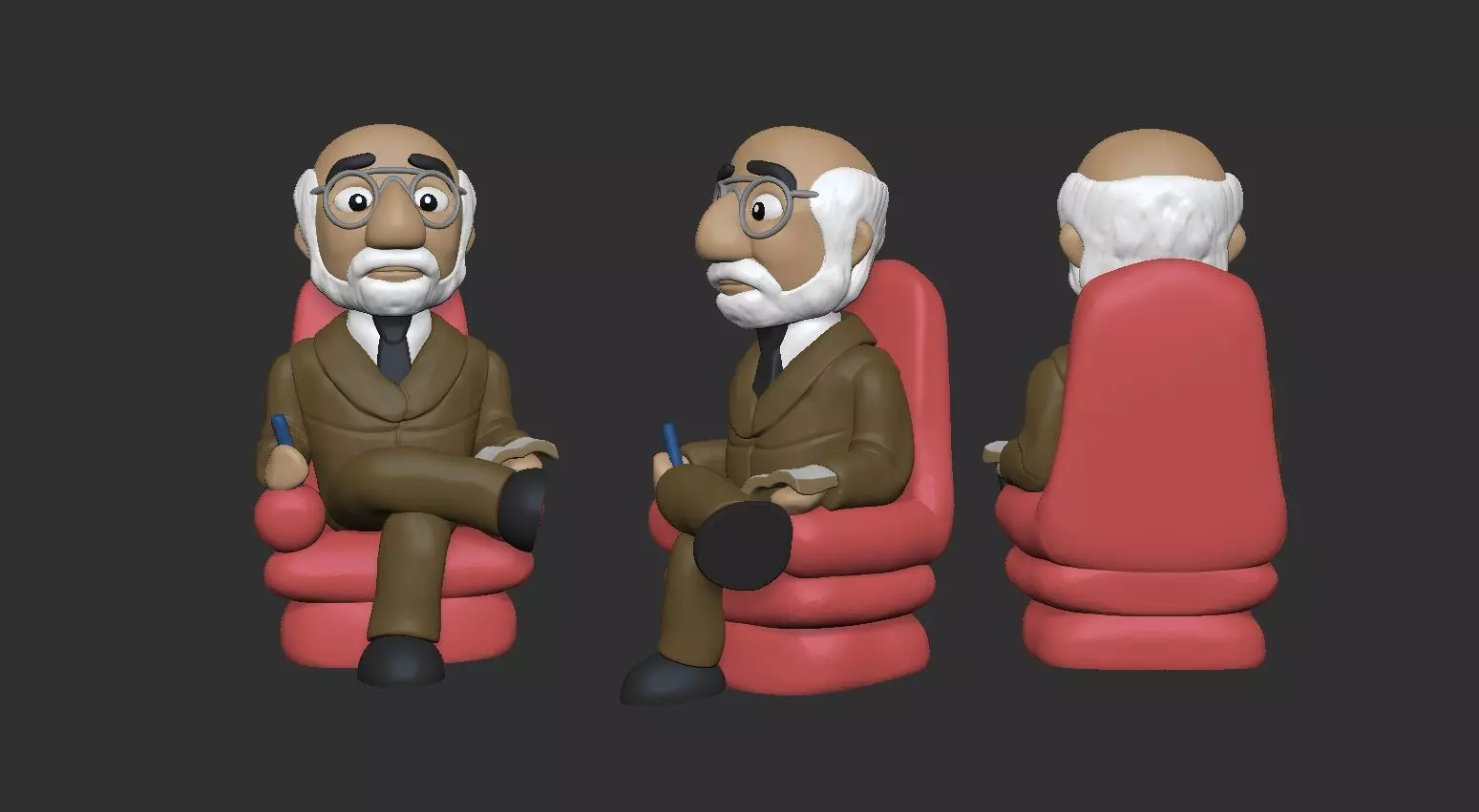 Sigmund Freud Cartoon style figurine 3D print model_0