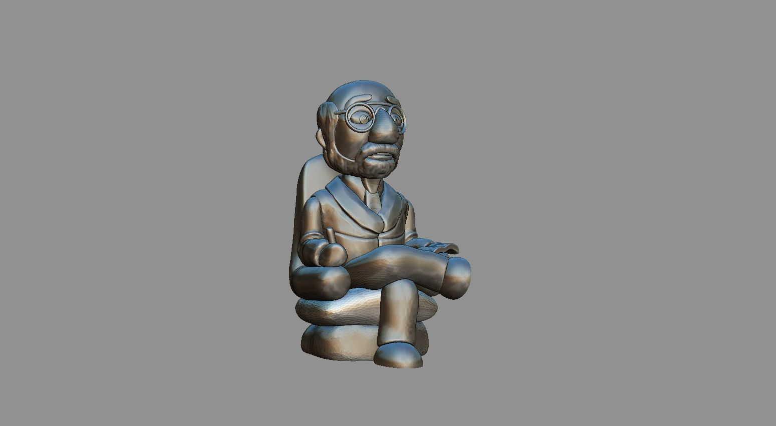 Sigmund Freud Cartoon style figurine 3D print model_1