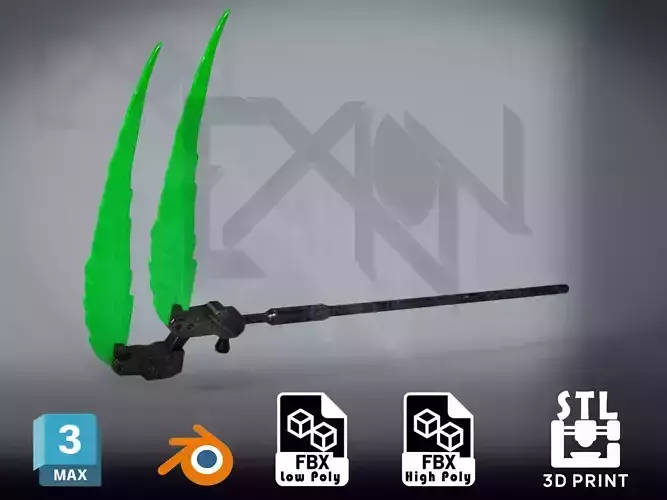 Gundam Deathscythe Beam Scythe - Game-Ready - 3D-Printable Low-poly 3D model